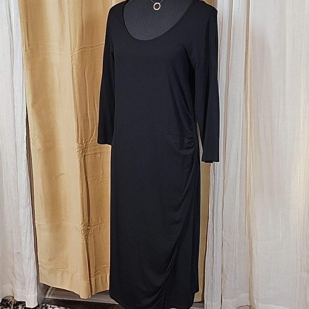 Pure Collection Black Ruched Jersey Knit Dress - Picture 5 of 16